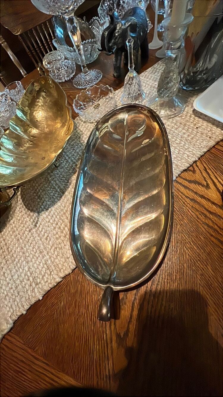 Vintage Banana Leaf Dish, 11", International Silver 8194 Tray